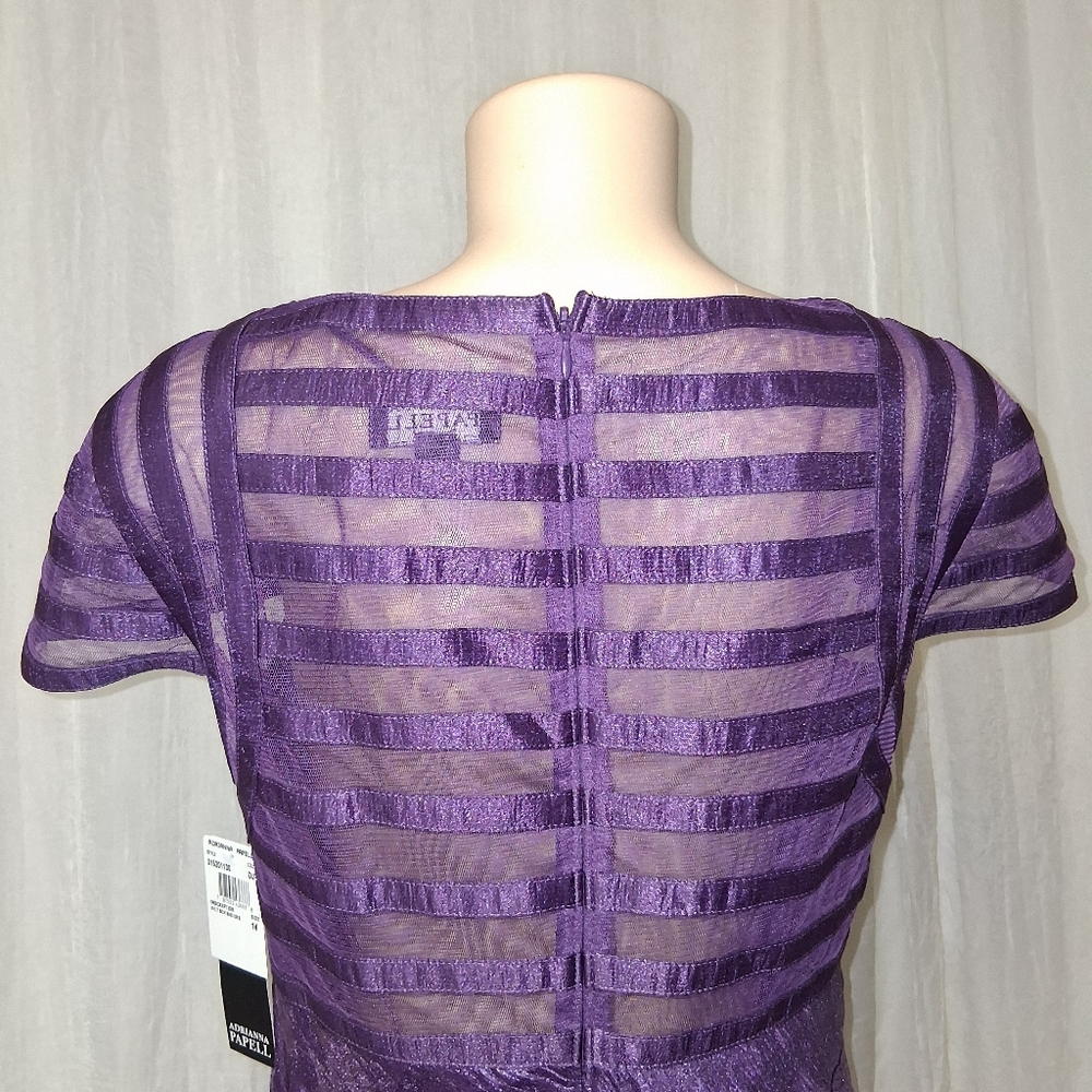 Adrianna Papell New Rich Purple Layered Mini Dress - Picture 12 of 16